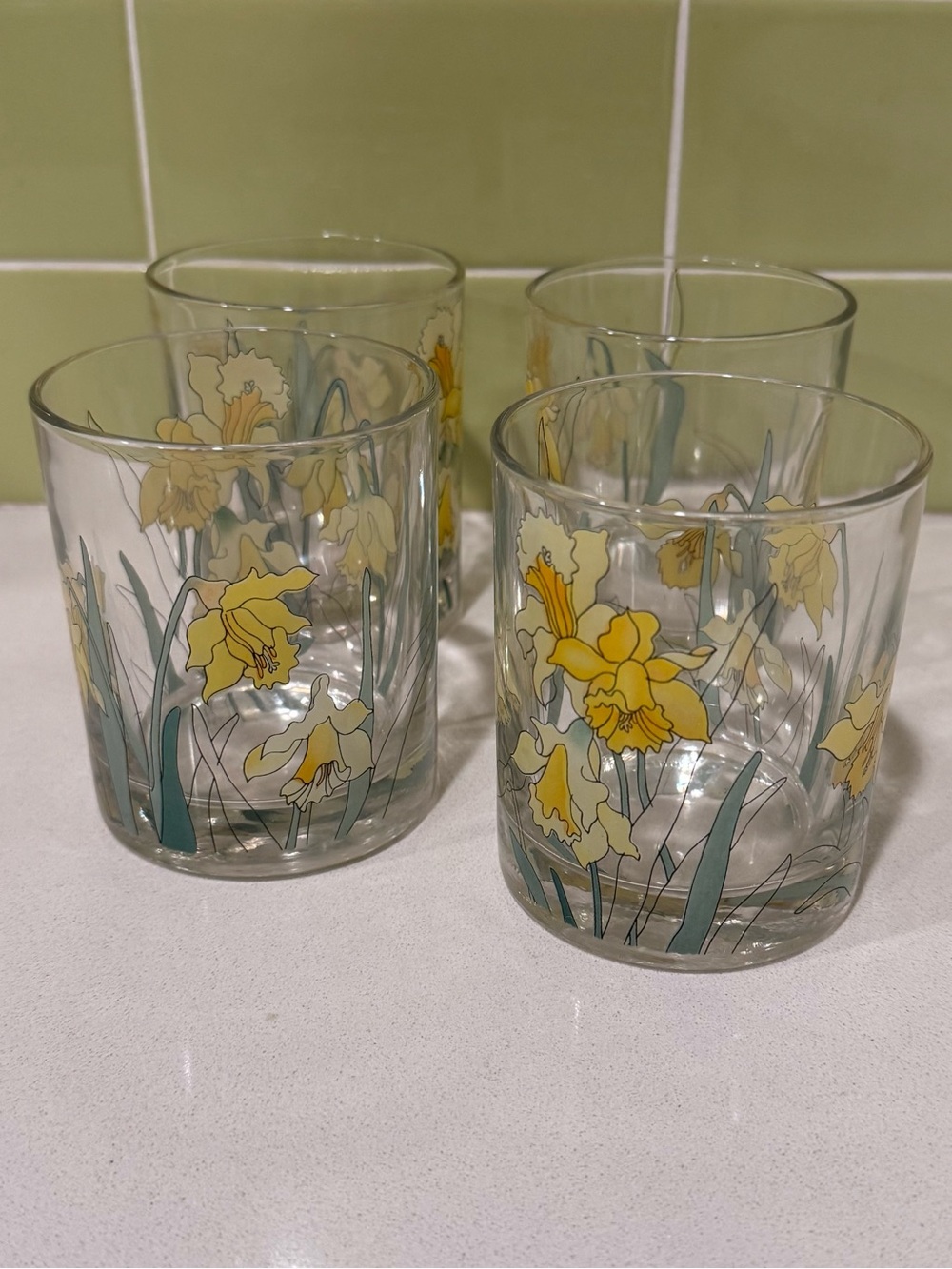 Vintage MCM Crisal Libbey Portugal Daffodil Lowball Rocks Glasses – Set of 4